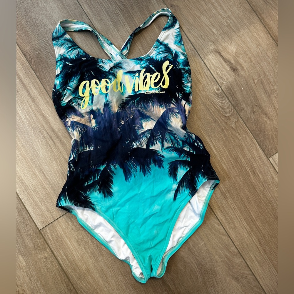 Calvin Klein Good Vibes Palm Tree One-Piece Swimsuit